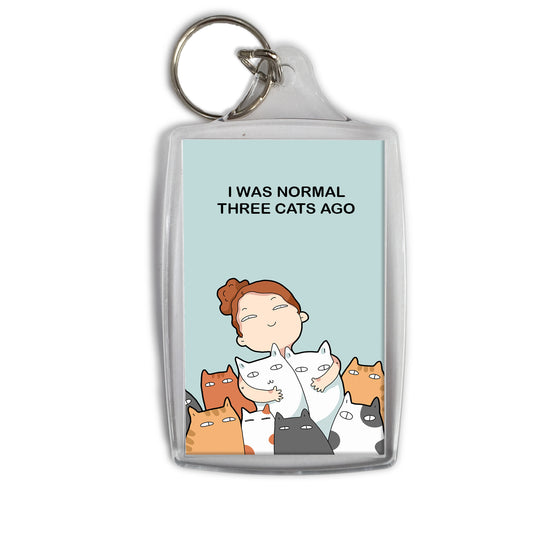 I Was Normal Three Cats Ago Keyring