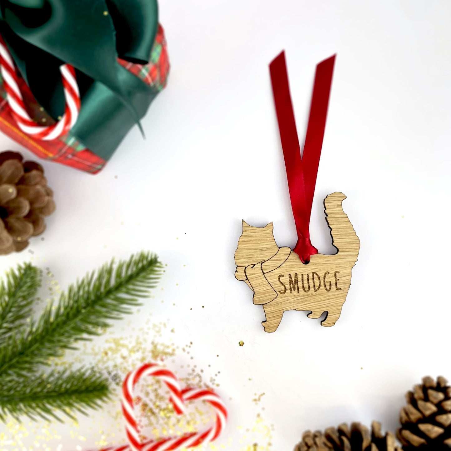Personalised Cat Bauble Wooden Christmas Decoration