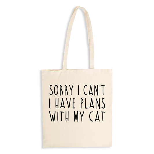 Sorry I Can't, I Have Plans With My Cat - Natural Tote Bag
