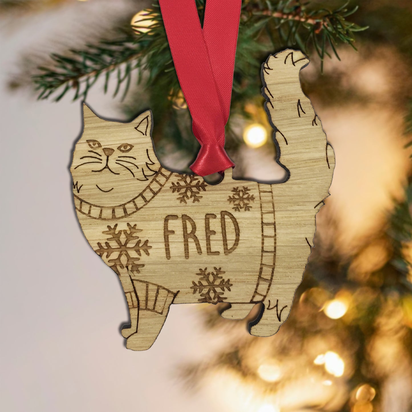 Personalised Domestic Short Hair 2 Cat Christmas Jumper Tree Decoration Bauble