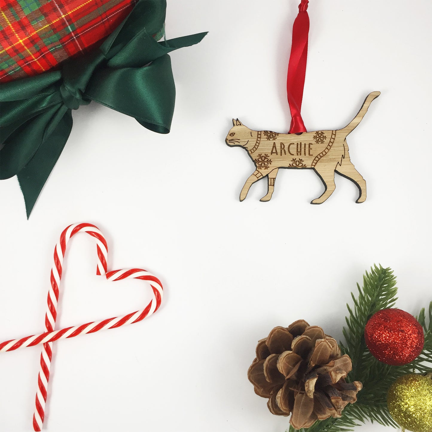 Personalised Domestic Short Hair 4 Cat Christmas Jumper Tree Decoration Bauble