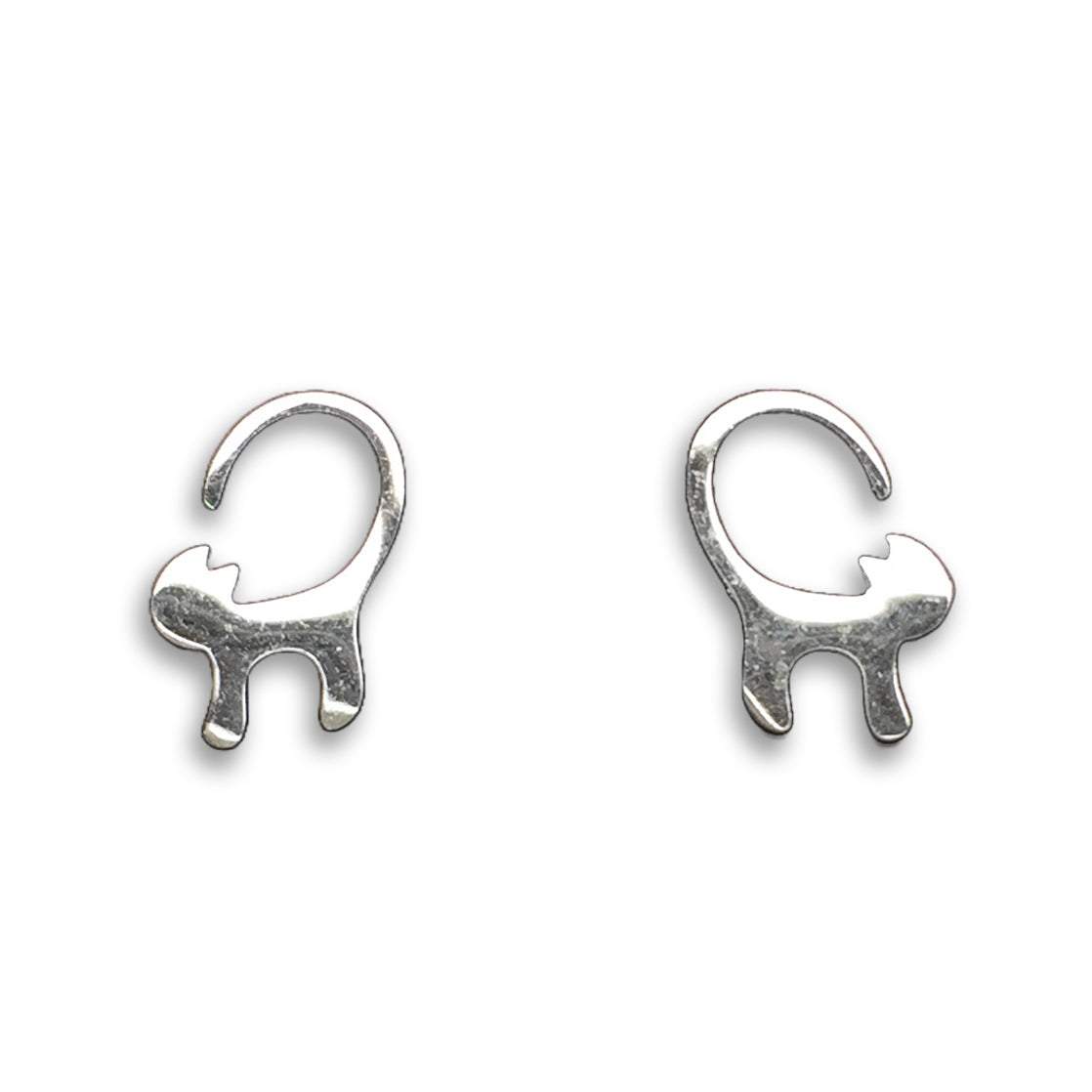 Big Cat Tail Earrings - Silver