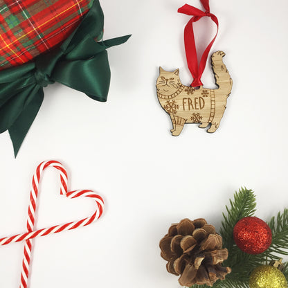 Personalised Domestic Short Hair 2 Cat Christmas Jumper Tree Decoration Bauble
