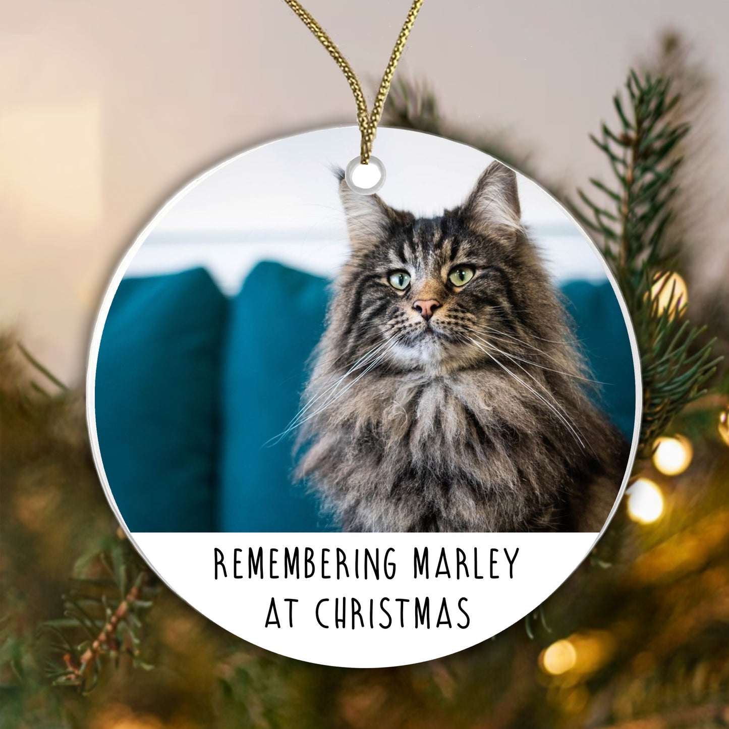 Personalised Pet Memorial Bauble - Remembering Cat at Christmas