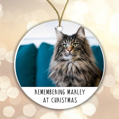Personalised Pet Memorial Bauble - Remembering Cat at Christmas
