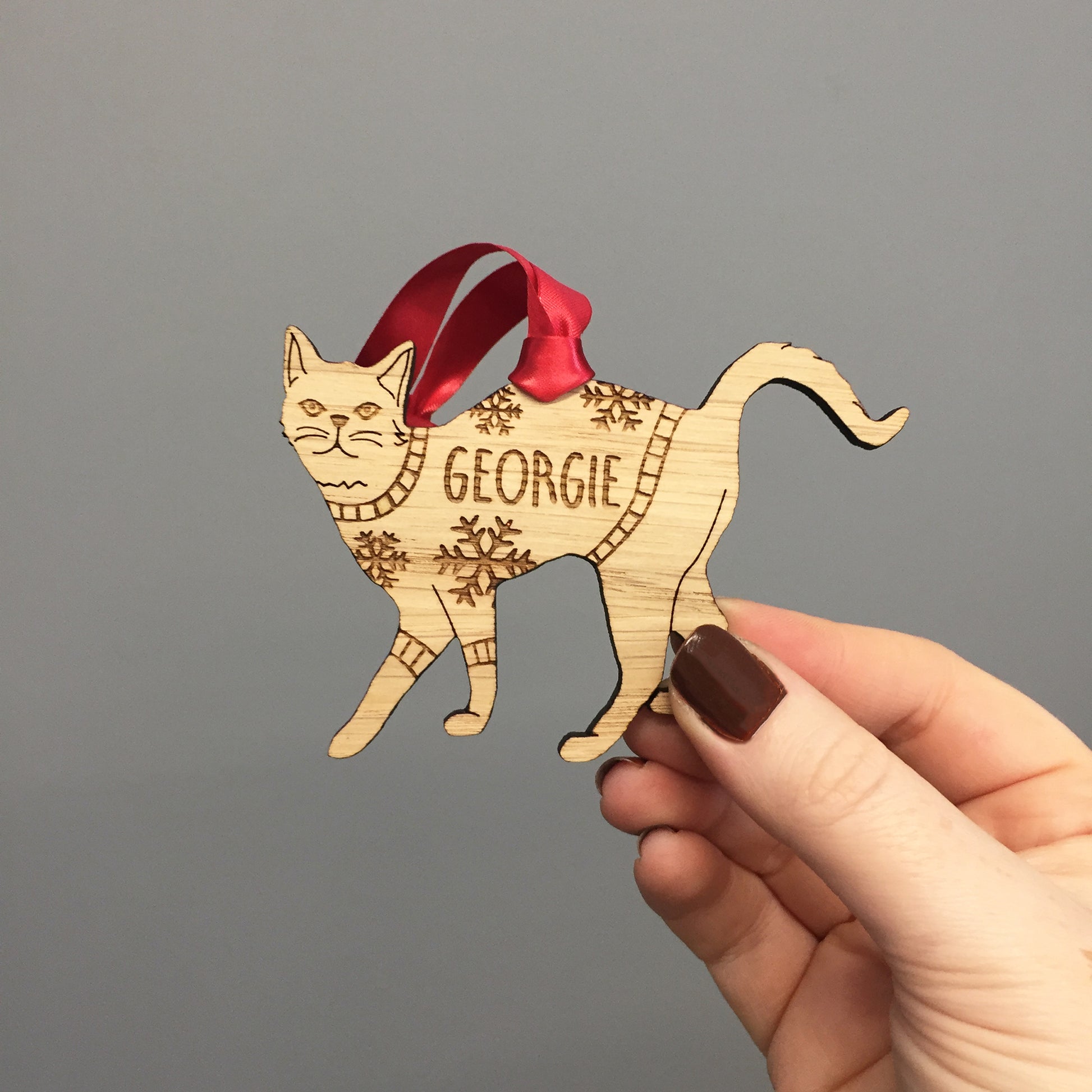 Personalised Domestic Short Hair 1 Cat Christmas Jumper Tree Decoration Bauble