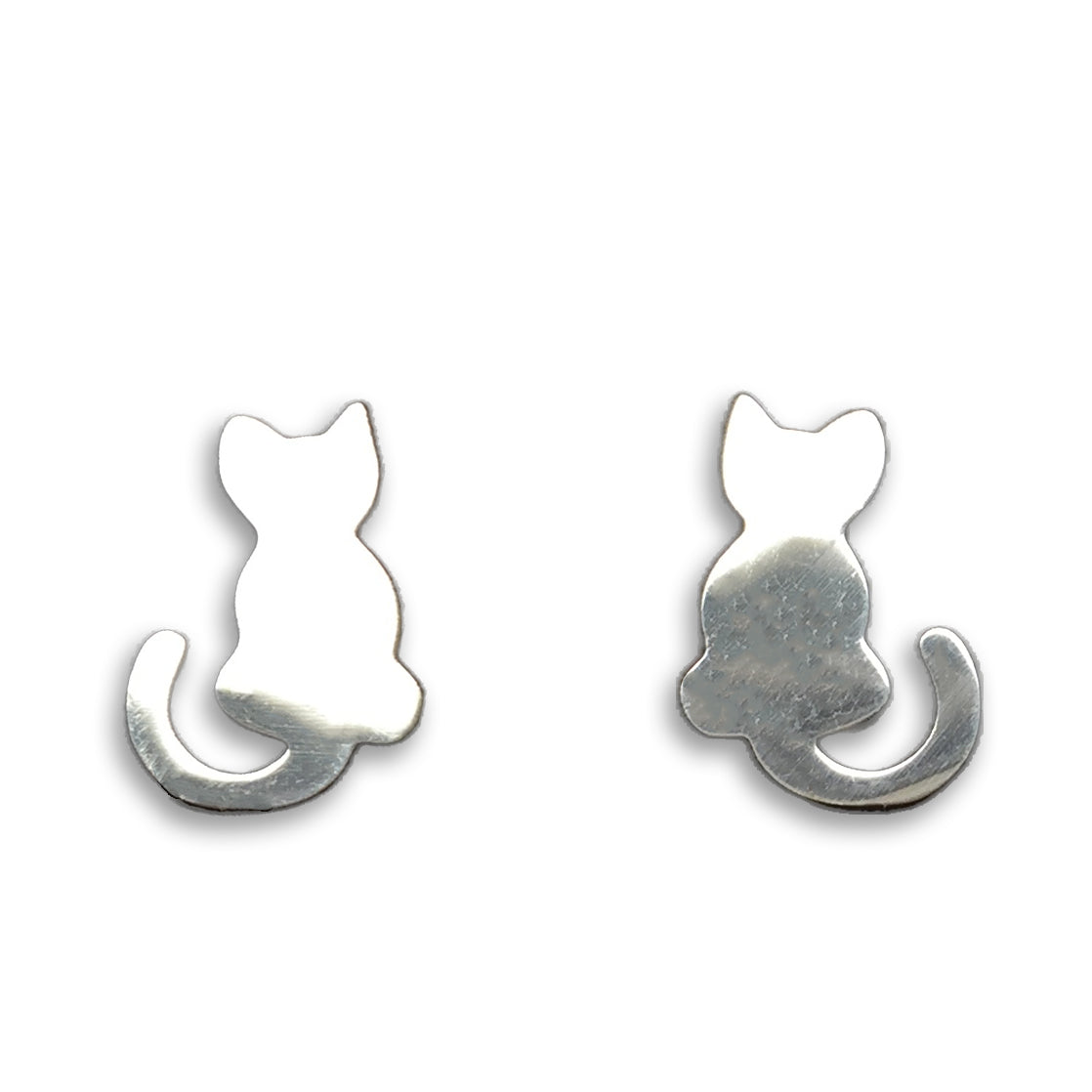 Solid Cat Earrings - Silver