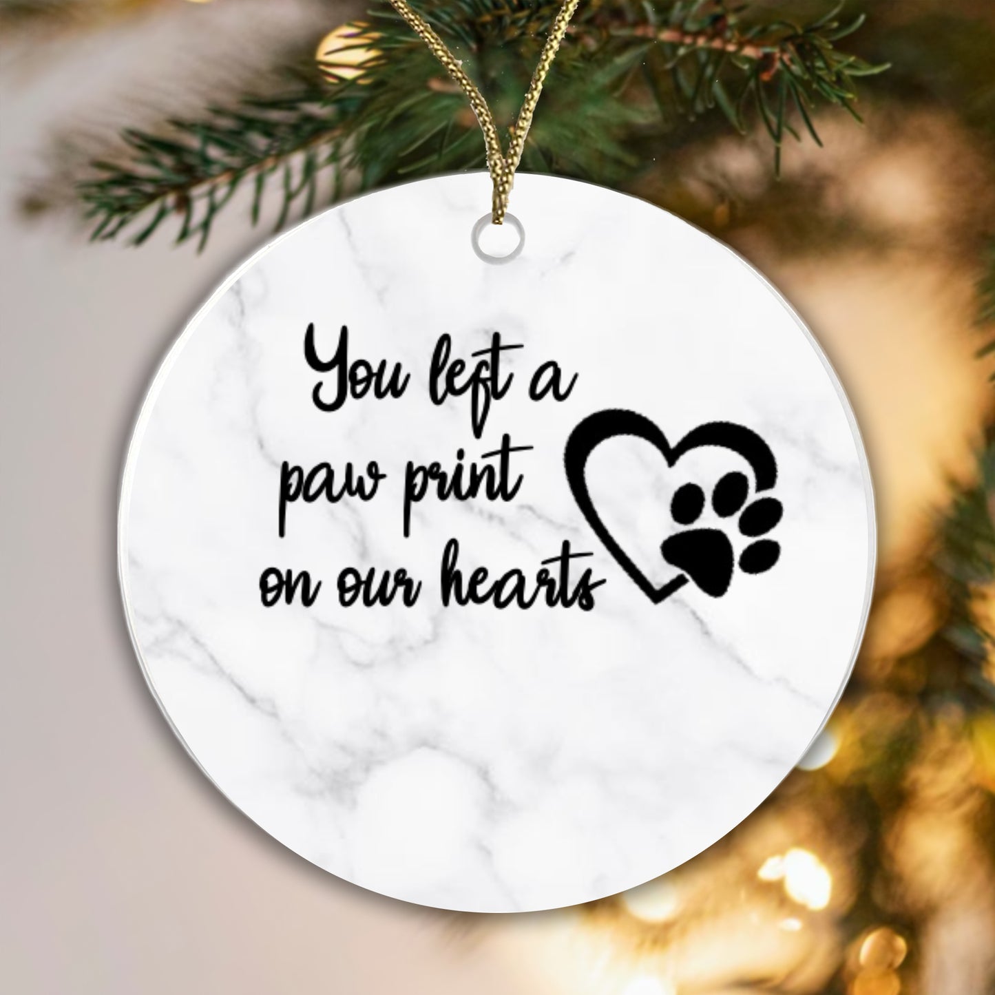 Personalised Ceramic Sublimation Bauble - You left a Paw Print... Add any name!