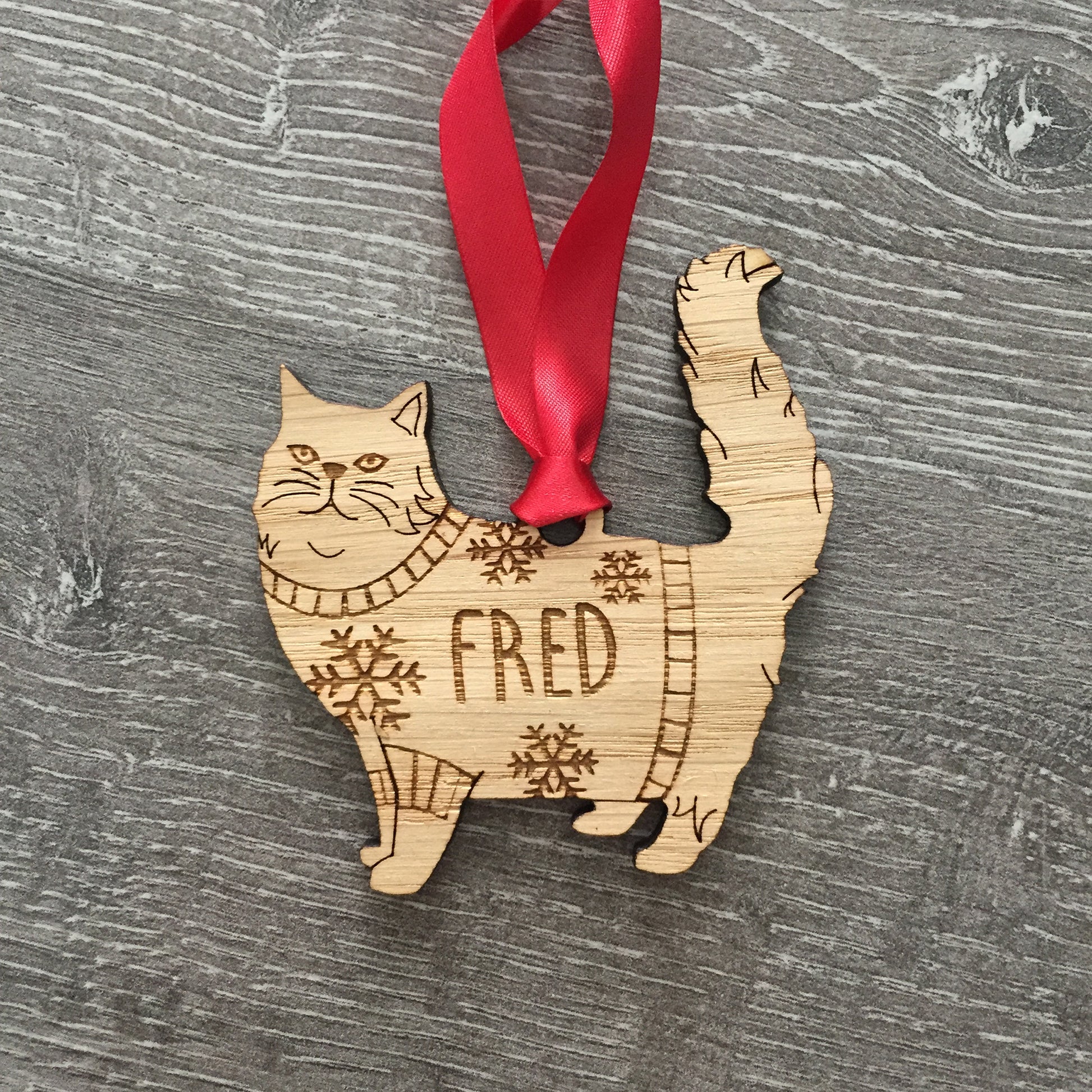 Personalised Domestic Short Hair 2 Cat Christmas Jumper Tree Decoration Bauble