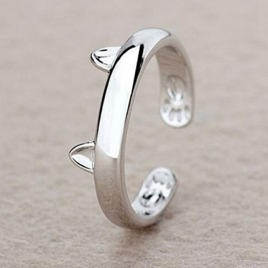 Cat Ears - Silver Ring - Adjustable
