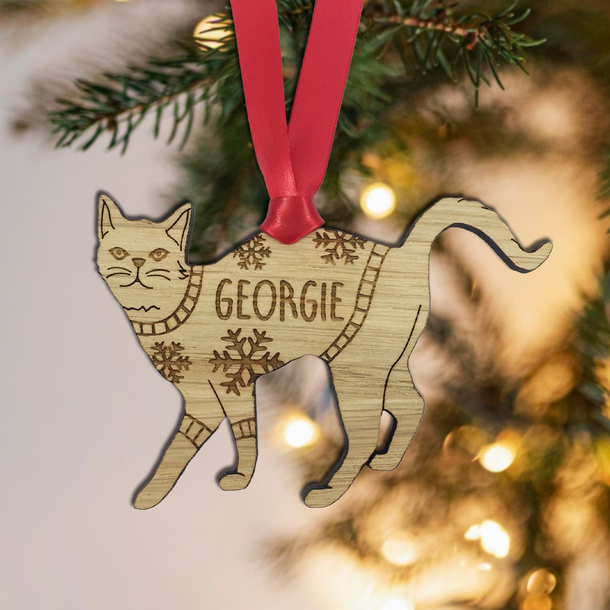 Personalised Domestic Short Hair 1 Cat Christmas Jumper Tree Decoration Bauble