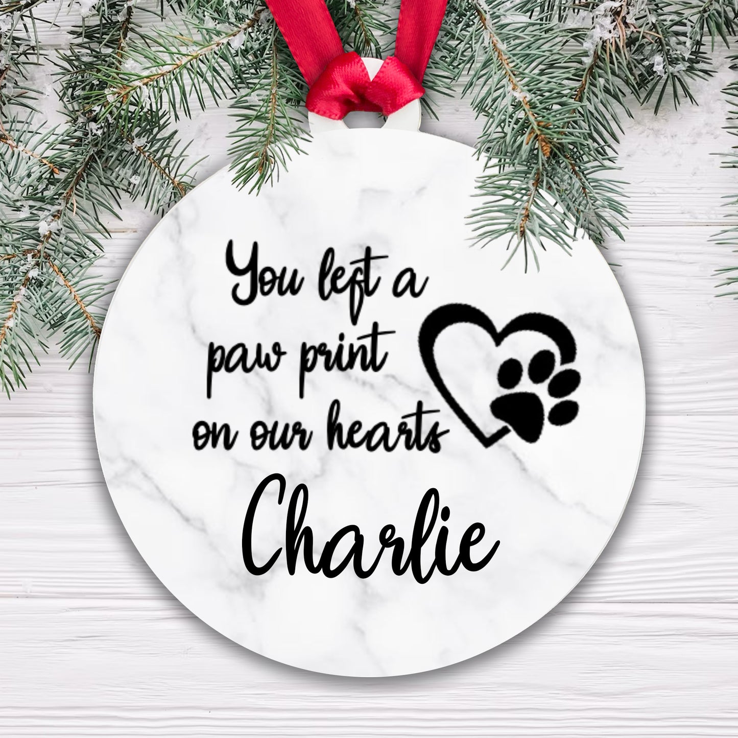 Personalised Acrylic Sublimation Bauble - You left a Paw Print... Add any Name