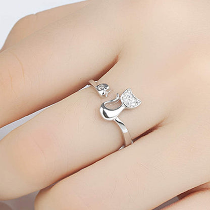 Diamante Tail Twist Ring - Adjustable - Silver