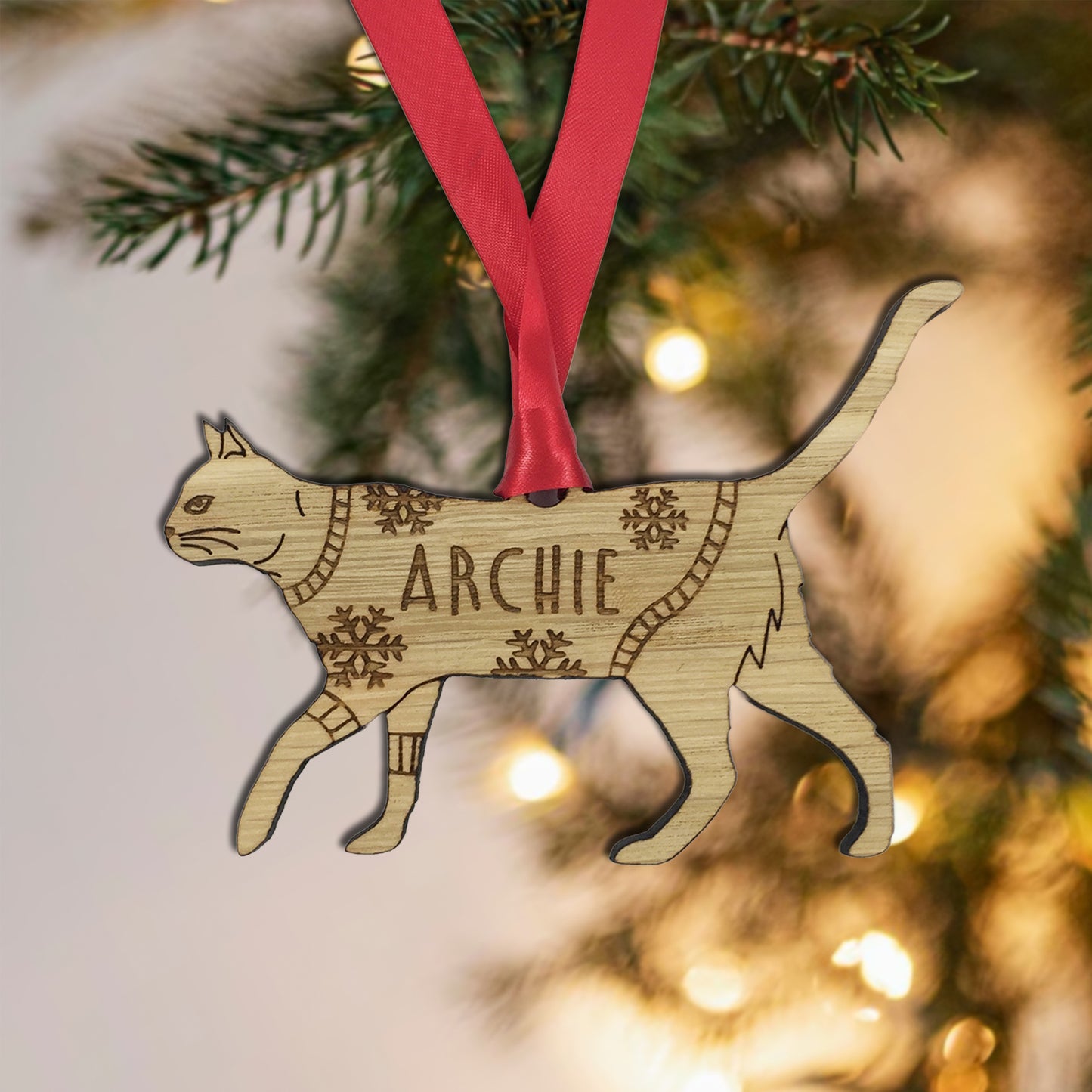 Personalised Domestic Short Hair 4 Cat Christmas Jumper Tree Decoration Bauble