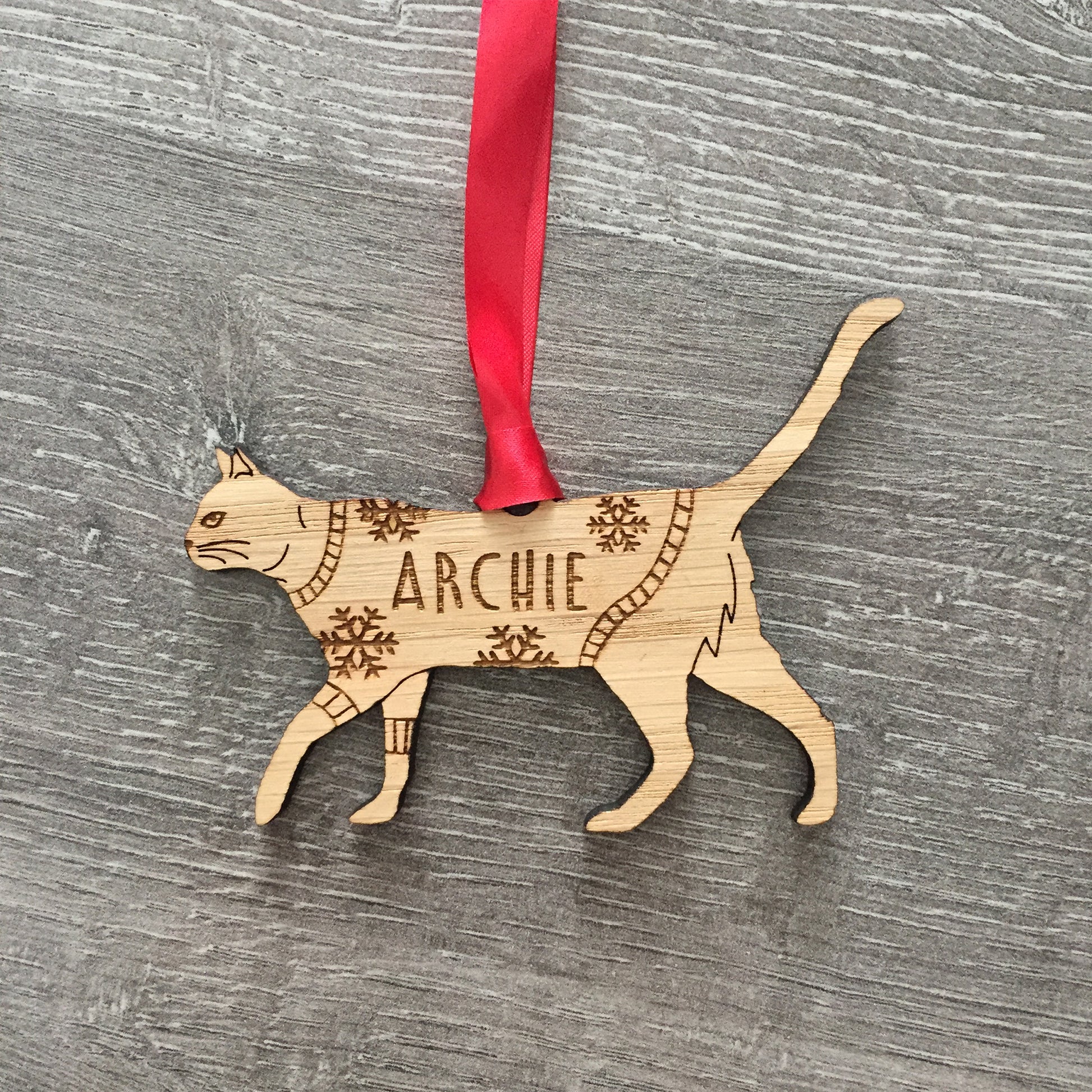 Personalised Domestic Short Hair 4 Cat Christmas Jumper Tree Decoration Bauble