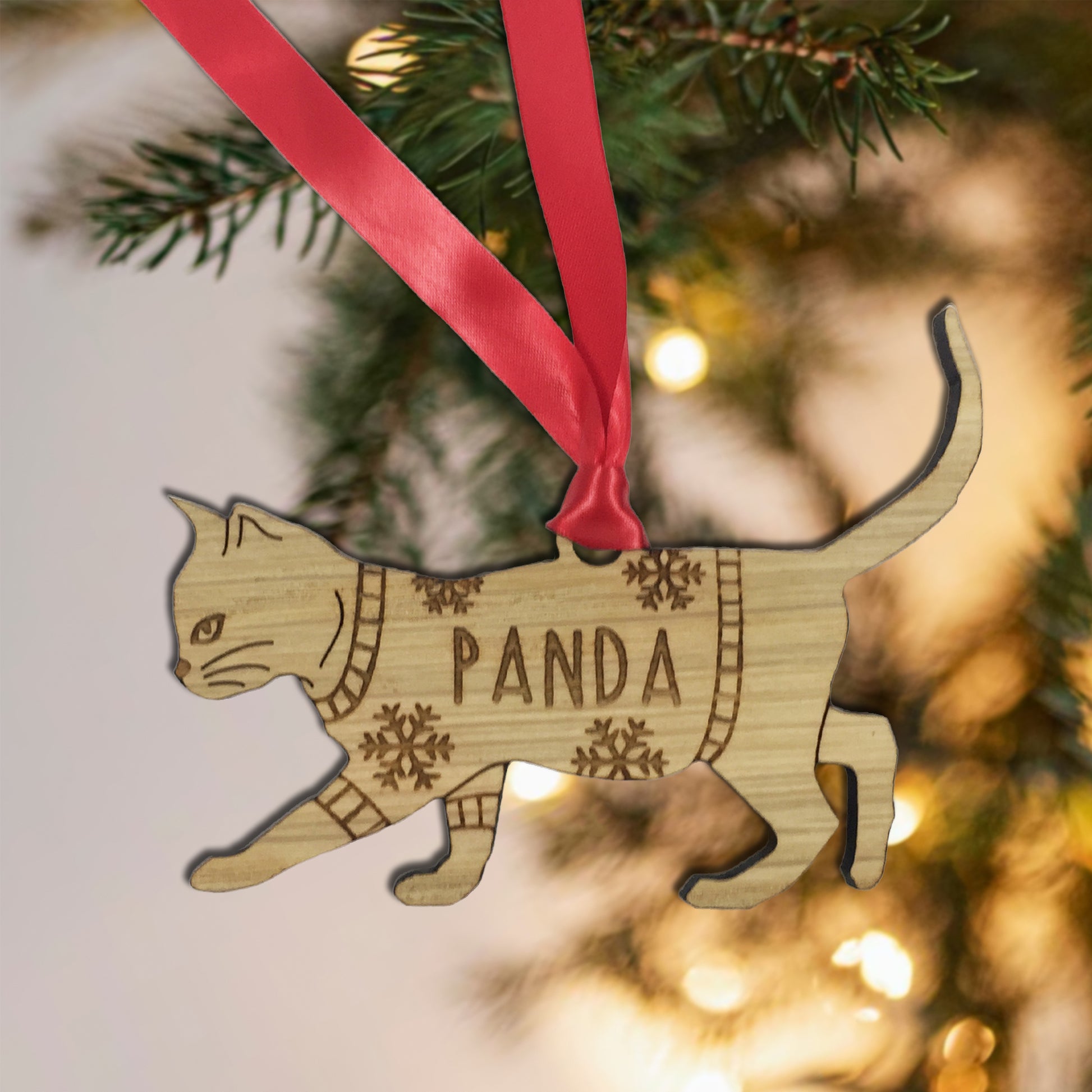 Personalised Domestic Short Hair 3 Cat Christmas Jumper Tree Decoration Bauble