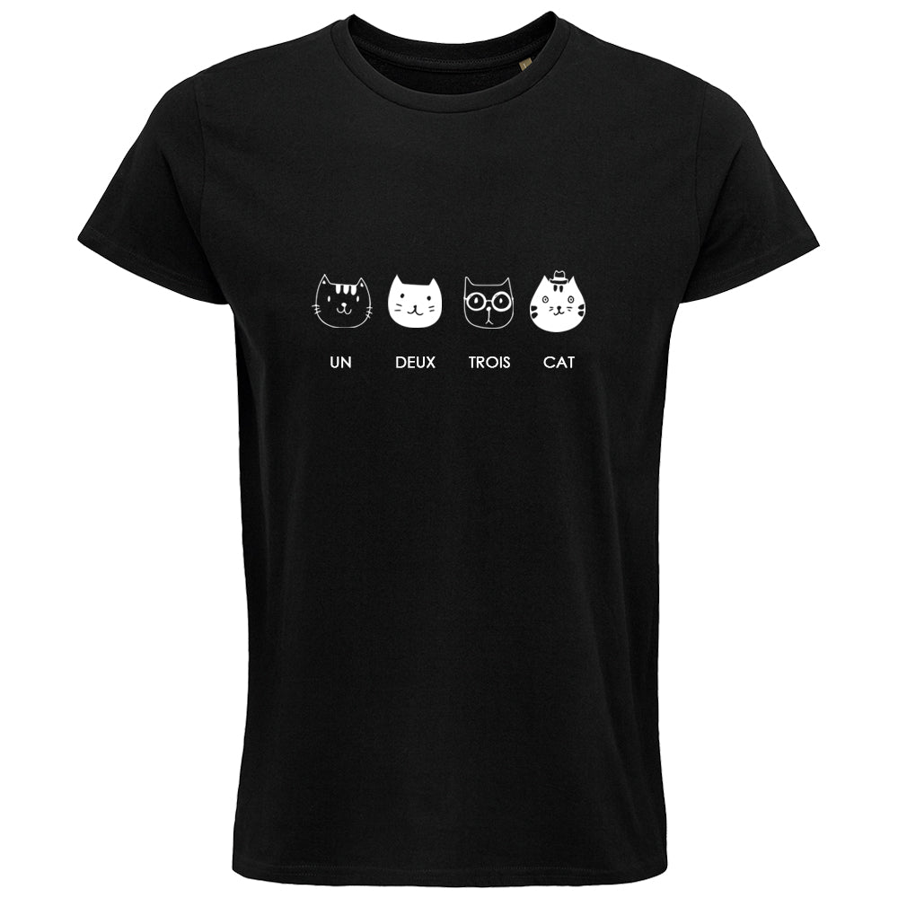 Un Deux Trois Cat T-Shirt - Unisex - Black