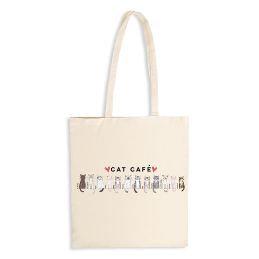Cat Cafe Liverpool Family Doodle Natural Tote Bag