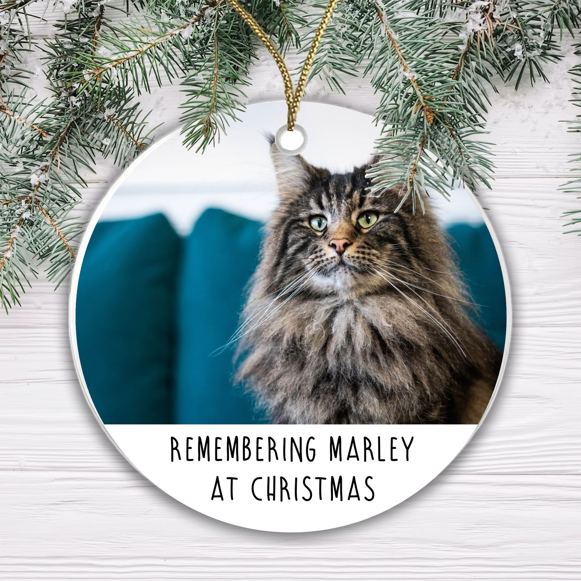 Personalised Pet Memorial Bauble - Remembering Cat at Christmas
