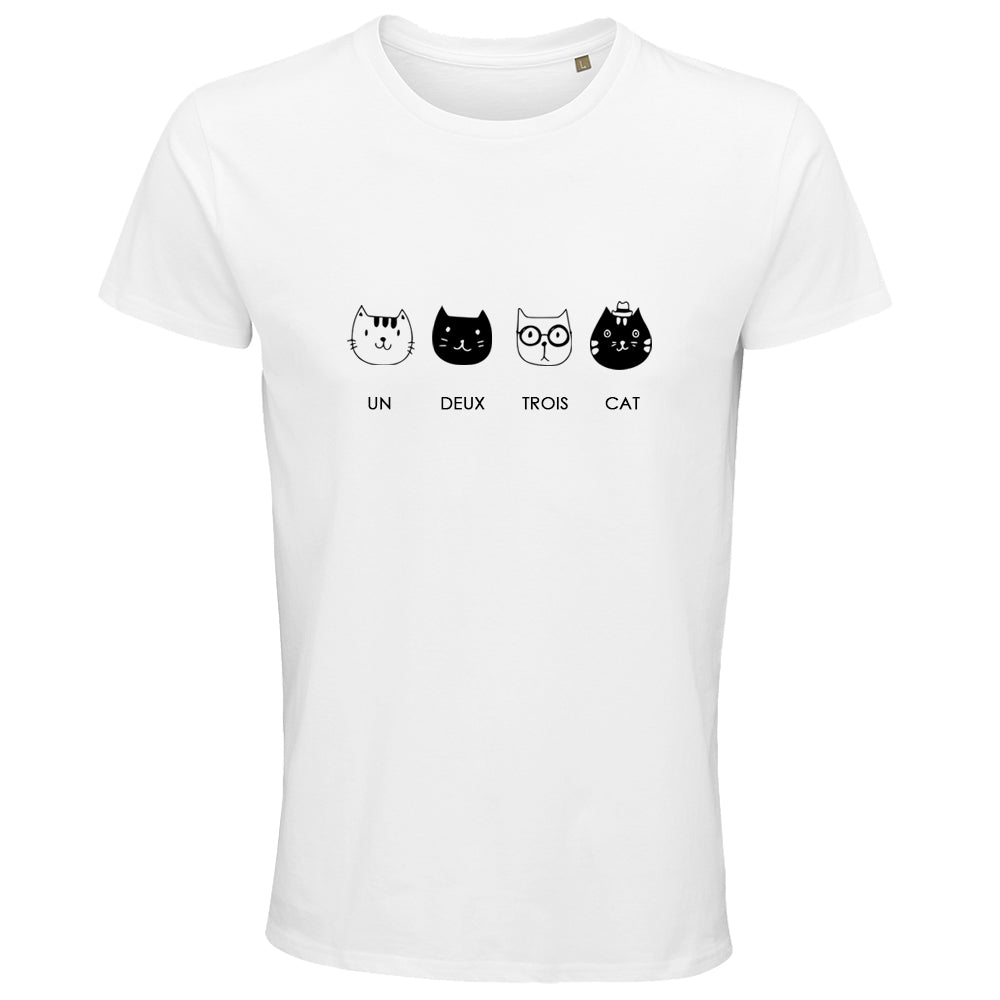 Un Deux Trois Cat T-Shirt - Unisex - White