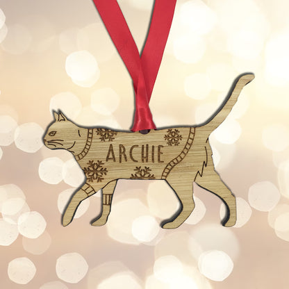 Personalised Domestic Short Hair 4 Cat Christmas Jumper Tree Decoration Bauble