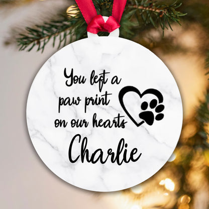 Personalised Acrylic Sublimation Bauble - You left a Paw Print... Add any Name