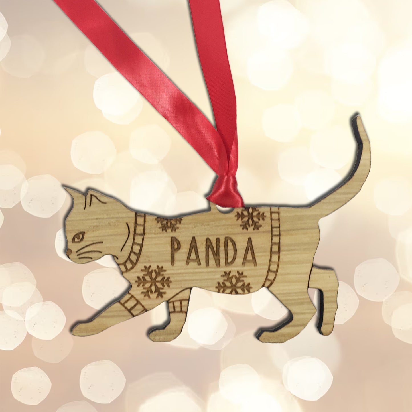 Personalised Domestic Short Hair 3 Cat Christmas Jumper Tree Decoration Bauble