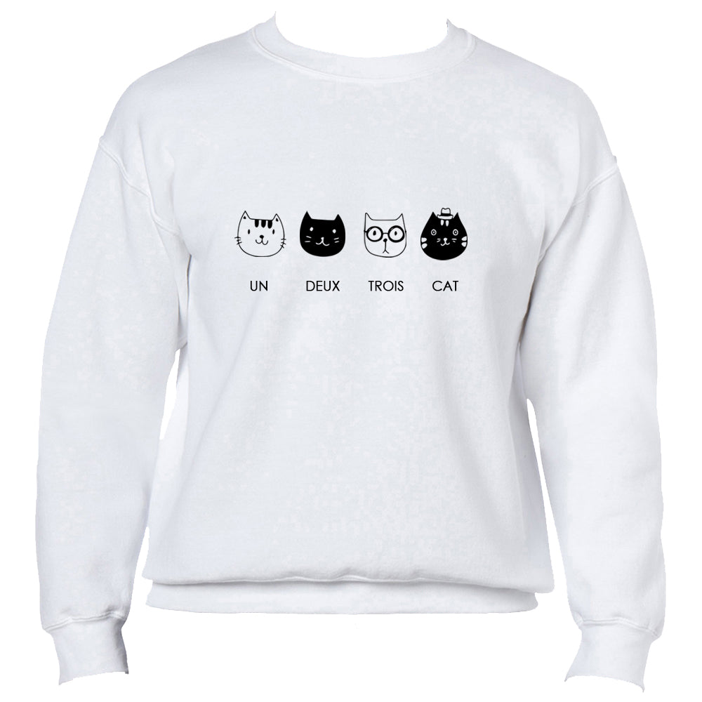 Un Deux Trois Cat Jumper - Unisex - White