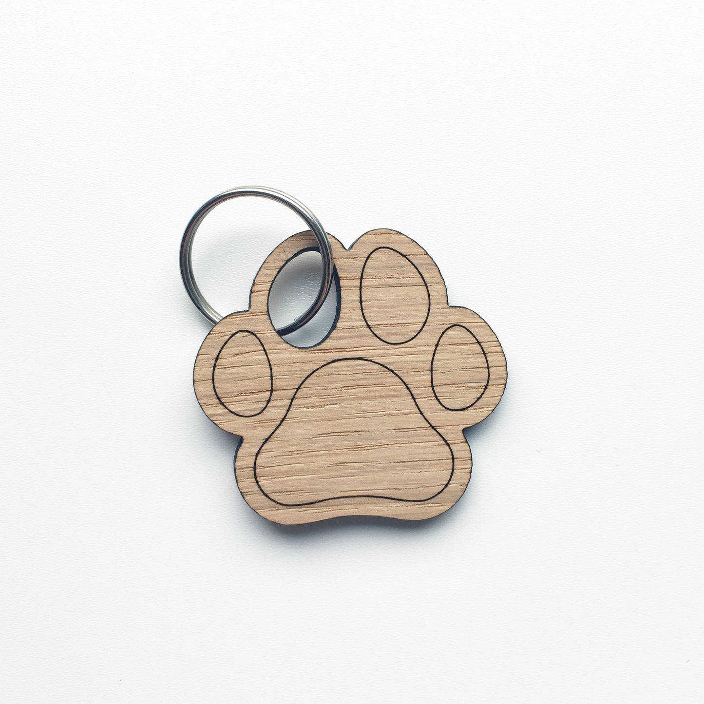 Paw Print Keyring - Sustainable Oak Veneer