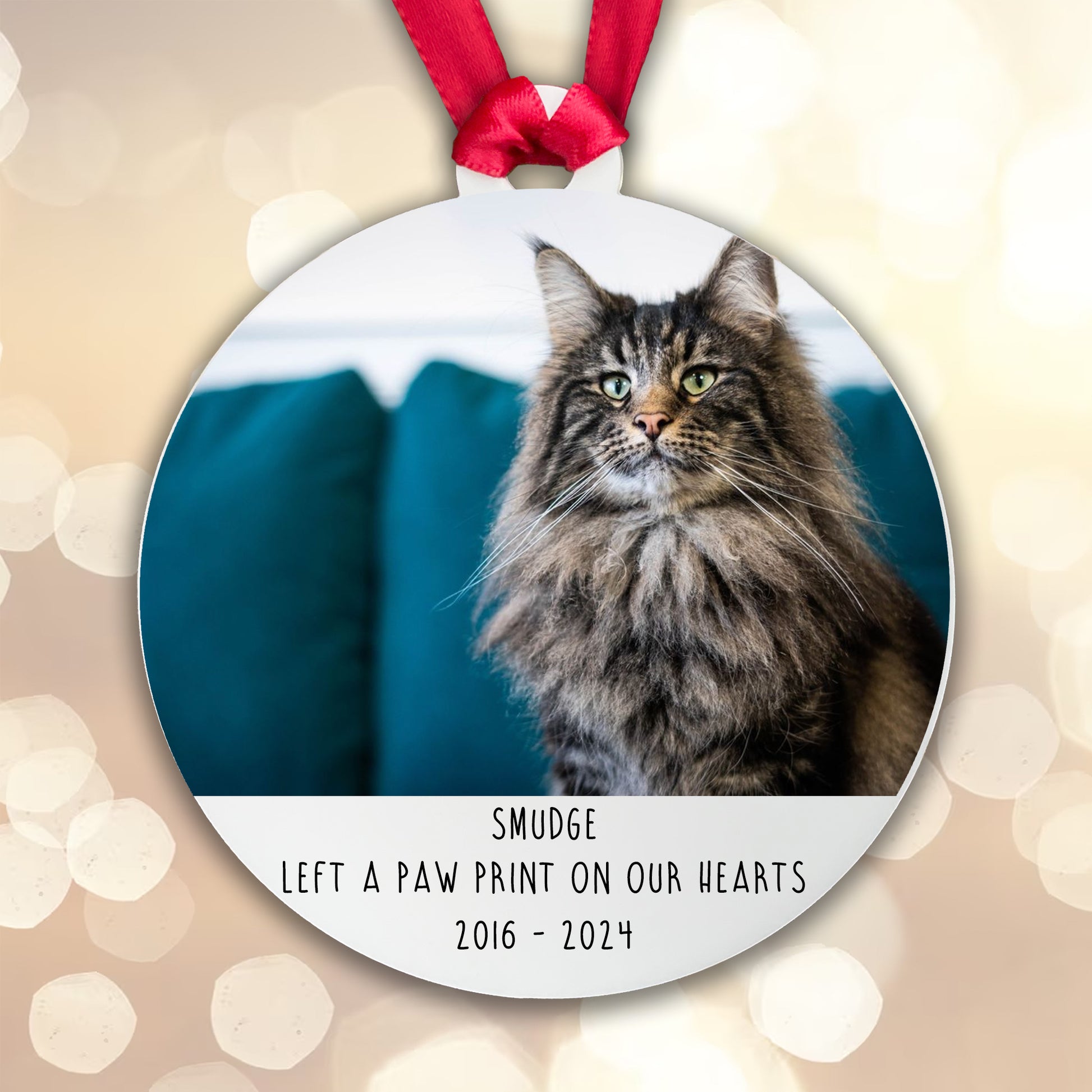 Personalised Memorial 'Left a Paw Print' Bauble - Acrylic Cat Photo