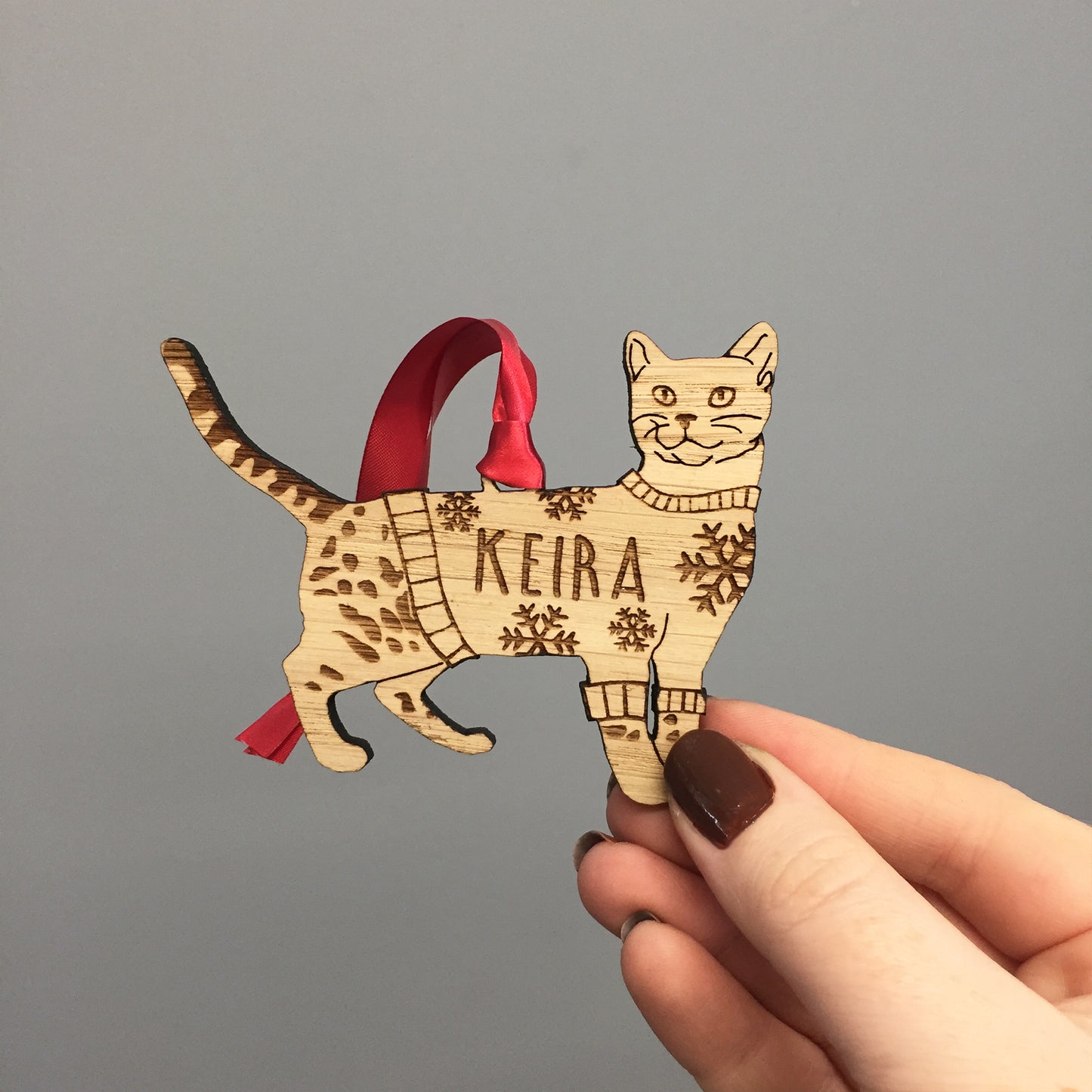 Personalised Bengal Cat Christmas Jumper Tree Decoration Bauble