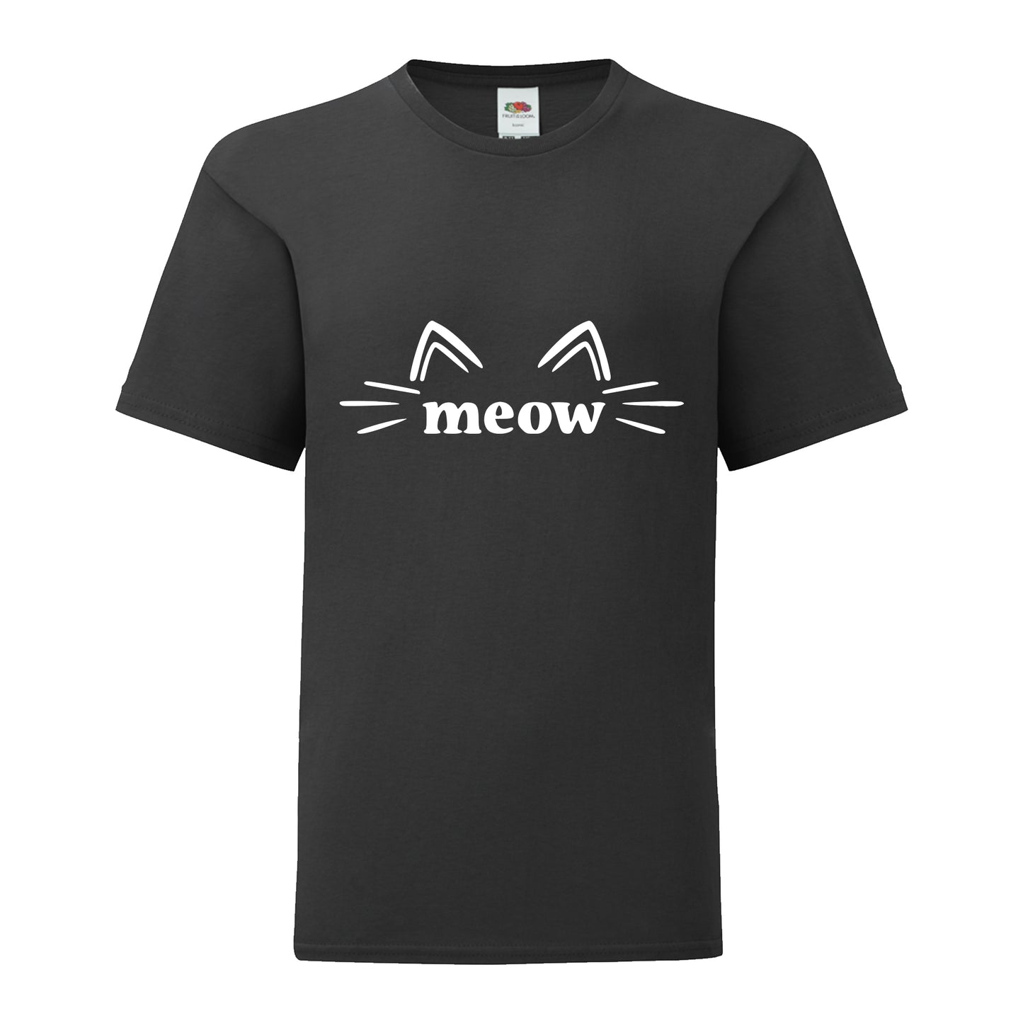 Meow with Whiskers T-Shirt: Kids - Black