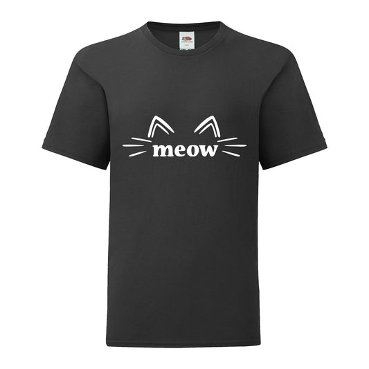Meow with Whiskers T-Shirt: Kids - Black
