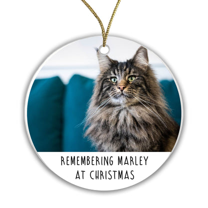 Personalised Pet Memorial Bauble - Remembering Cat at Christmas