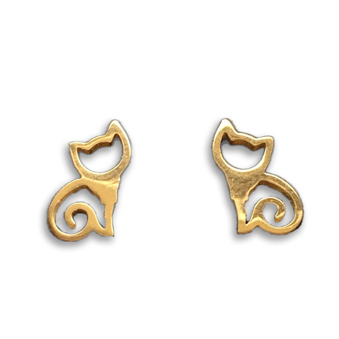 Cat Outline Earrings - Gold