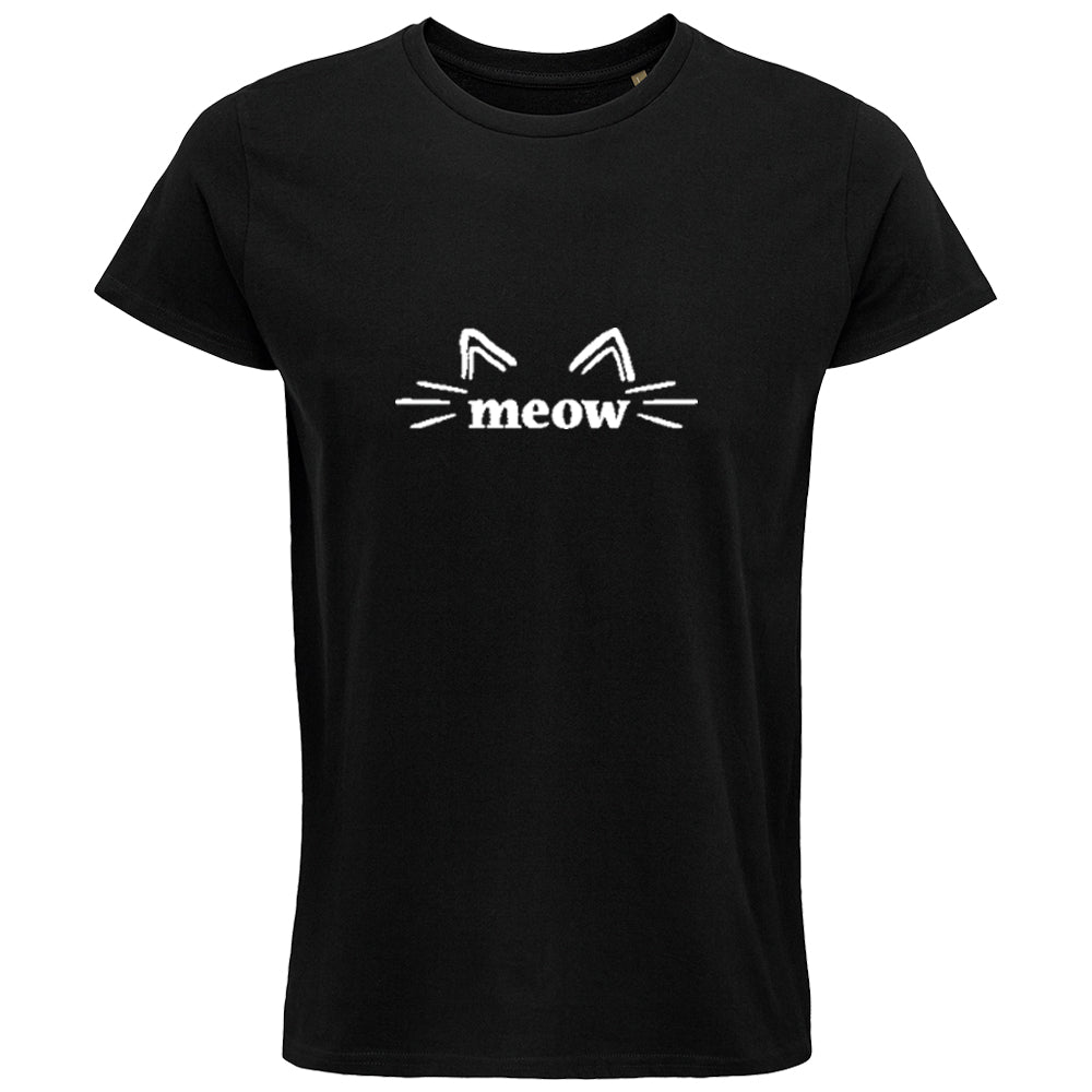 Meow with Whiskers T-Shirt - Black