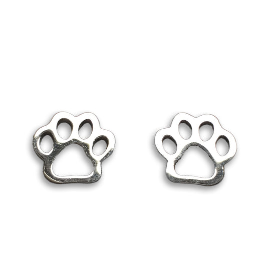Paw Print Outline Earrings - Silver