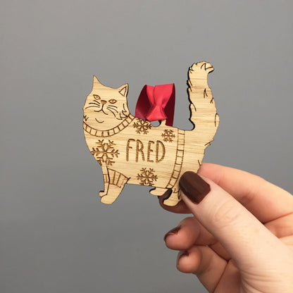 Personalised Domestic Short Hair 2 Cat Christmas Jumper Tree Decoration Bauble