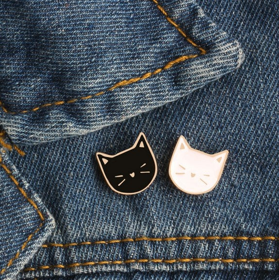 Black and White Cat Pin Set