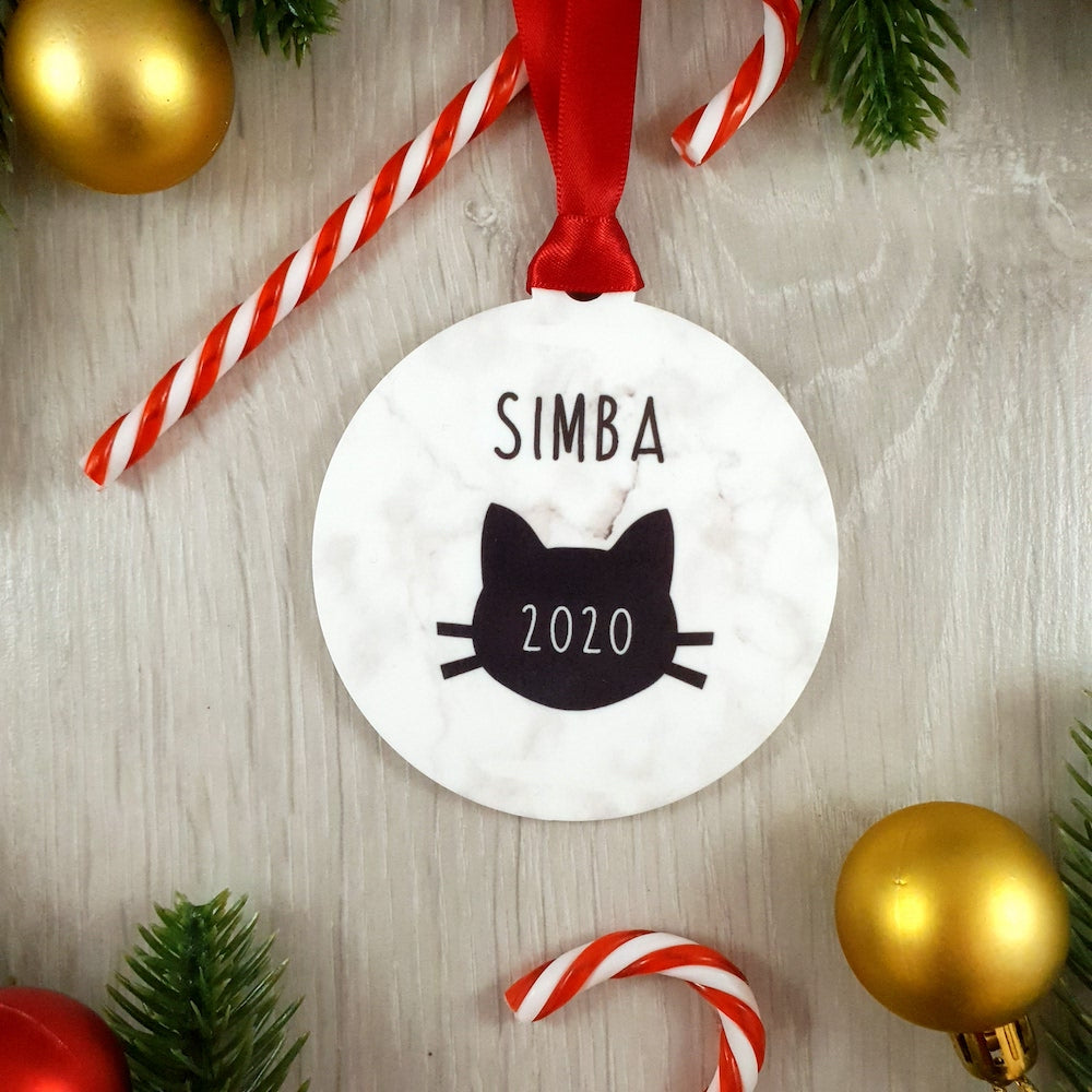 Personalised Acrylic Bauble - Cat [Name & Year]