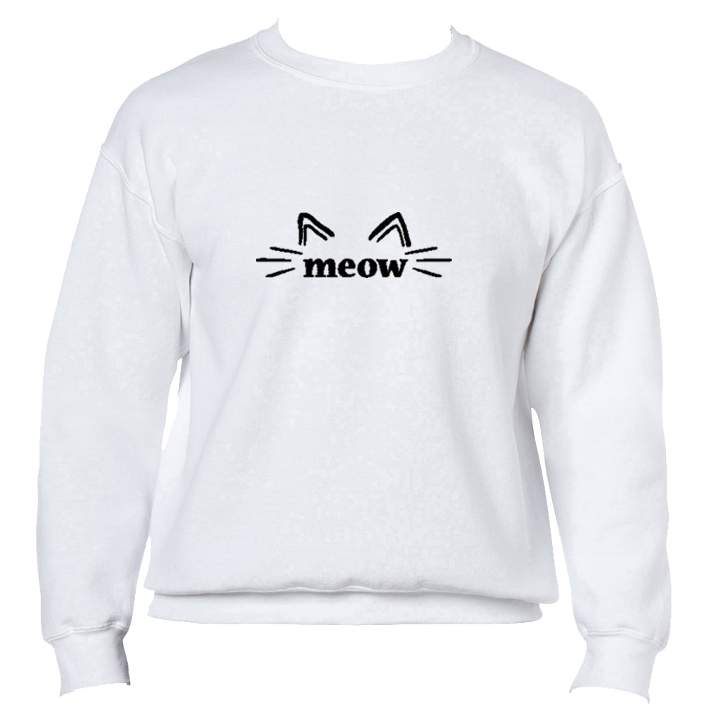 Meow with whiskers Jumper - White